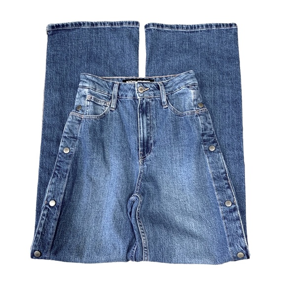 NWT Social Tourist Highest Rise Side Snap Extreme Baggy Jeans Medium Wash Denim - Picture 5 of 16